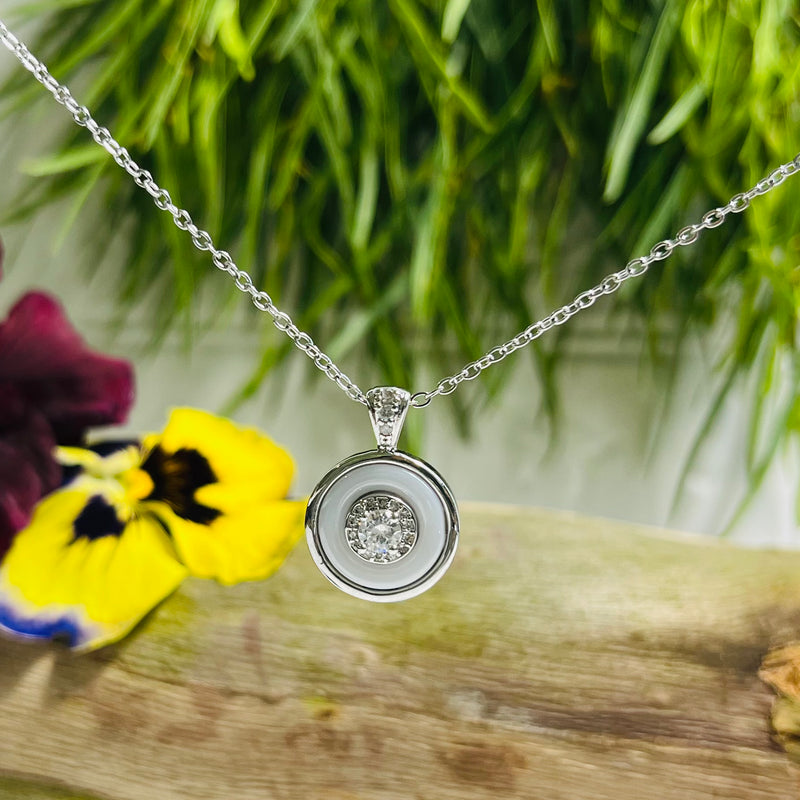 Silver & White Crystal Necklace