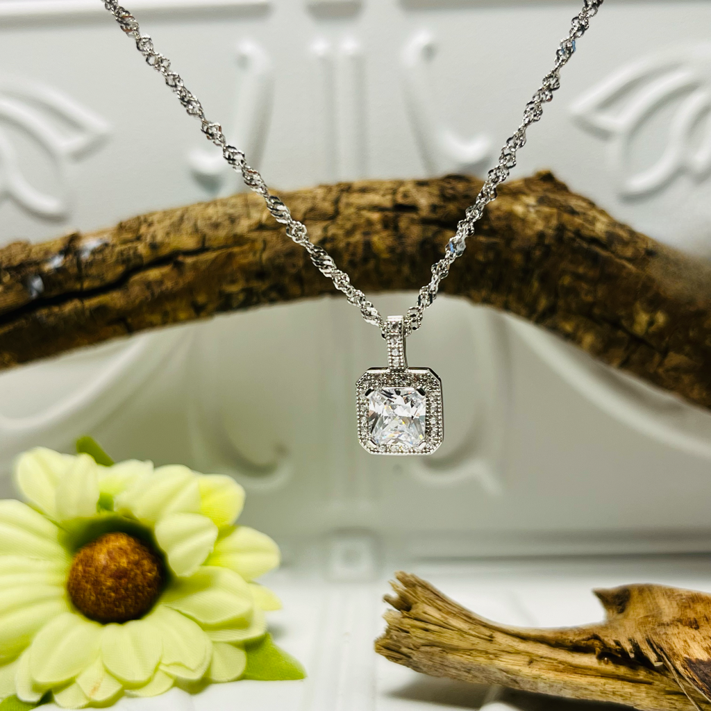 Sterling Silver & Clear Crystal Necklace