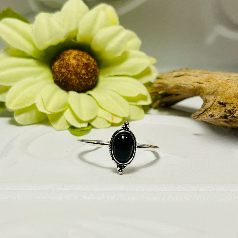 Black stone sales ring silver