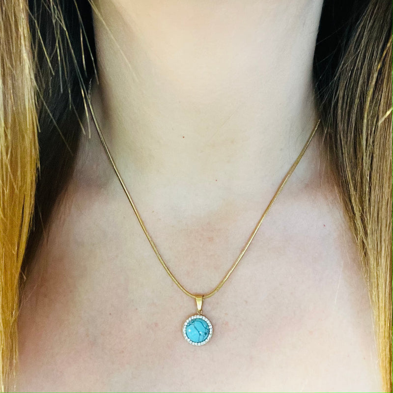 Gold & Turquoise Stone Necklace