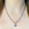 Silver Chunky Chain Heart Necklace