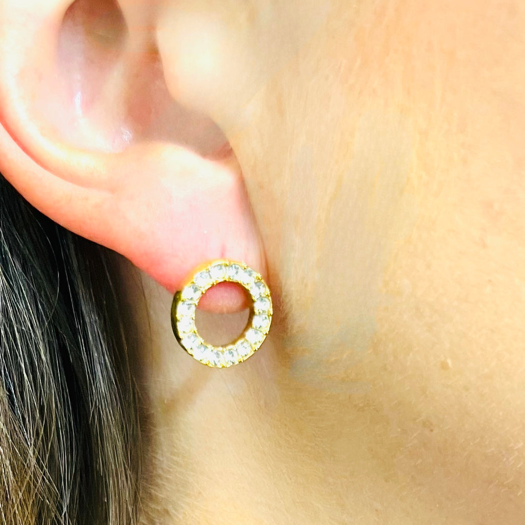 Gold Circle Diamante Earrings