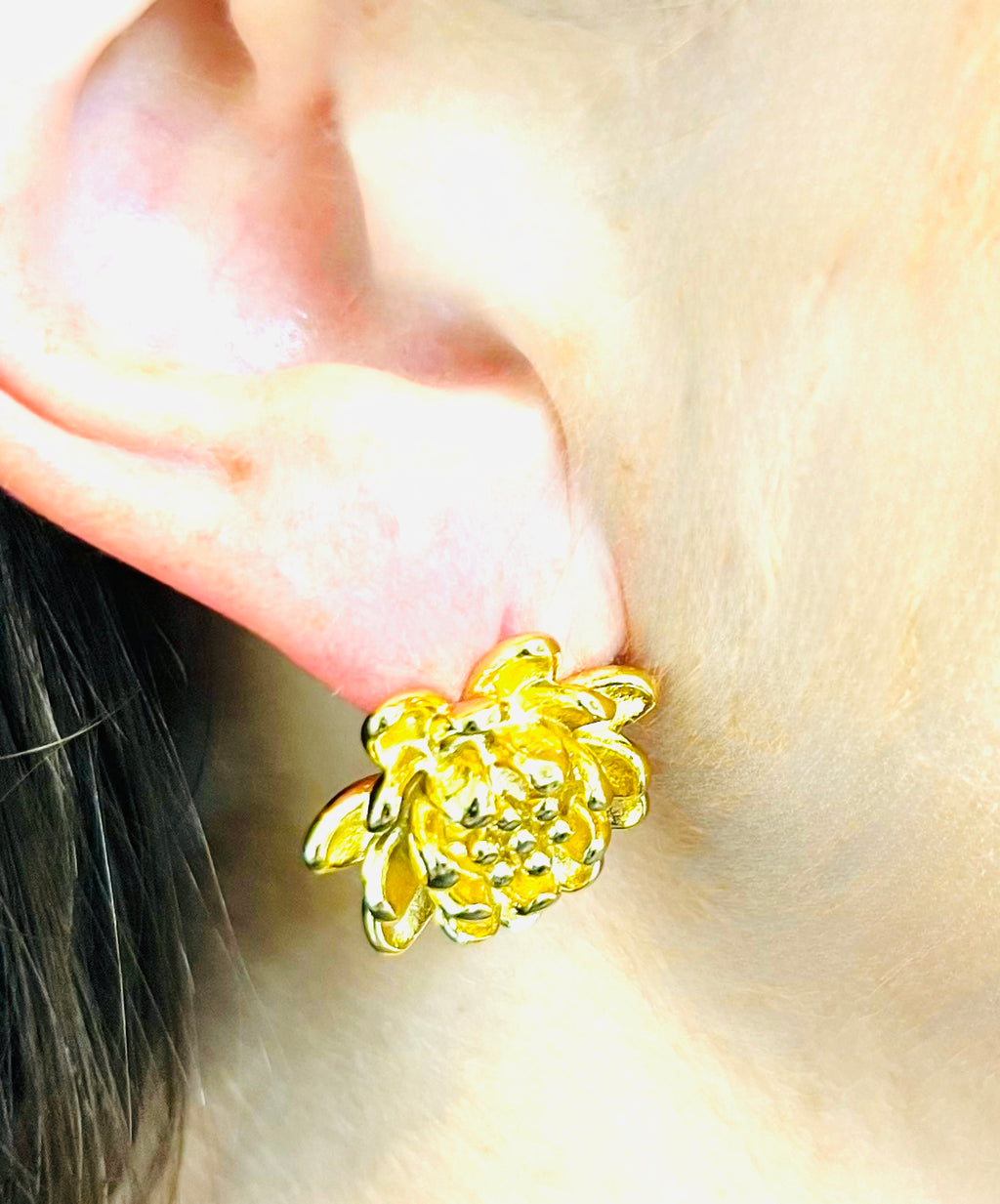 Gold Flower Stud Earrings