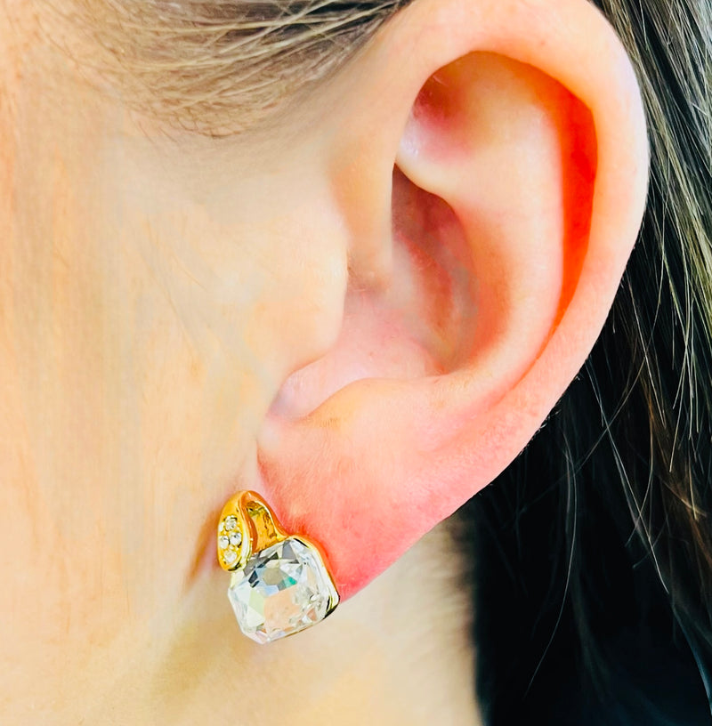 Gold & Clear Crystal Earrings