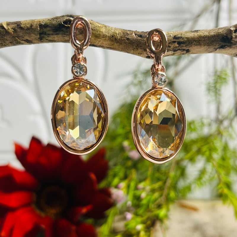 Rose Gold Champagne Earrings.