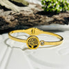 Gold Plated Bangle with Tree of Life & Cubic Zirconia