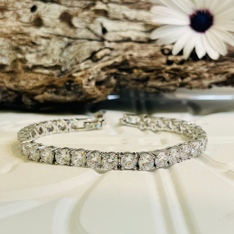 Platinum Plated Cubic Zirconia Tennis Bracelet