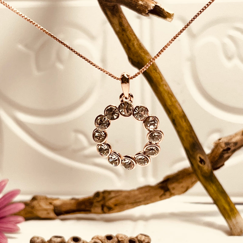 Rose Gold Plated Cubic Zirconia Pendant.