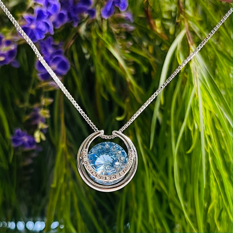 Silver & Pale Blue Platinum Plated Necklace