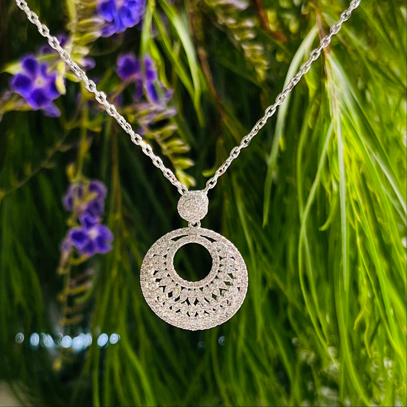 Silver Round Diamante Necklace