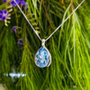 Silver Pale Blue Pear Shaped Necklace