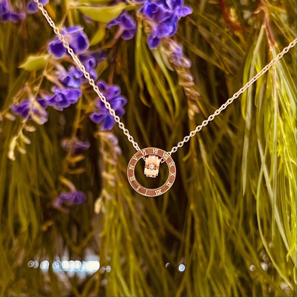 Rose Gold Plated Roman Numeral Pendant