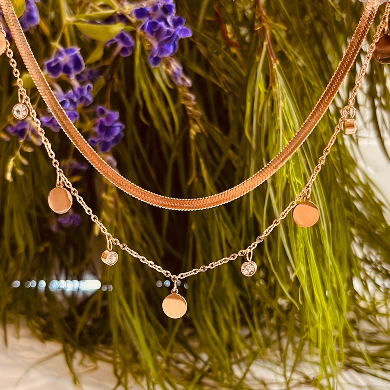 Rose Gold Stainless Steel Layered Necklace