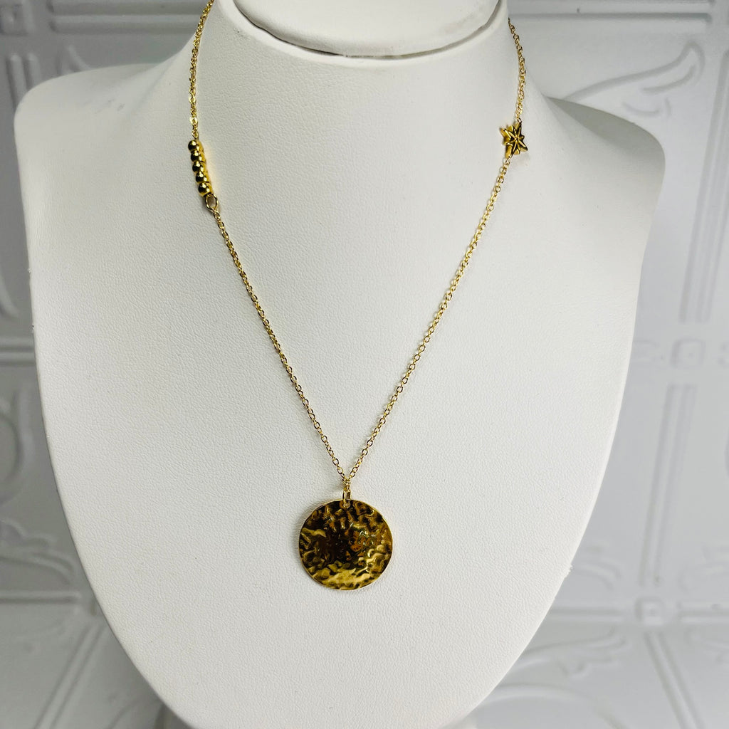 Gold hammered Feature Necklace