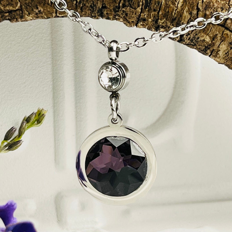 Purple & Silver Necklace & Earring Set