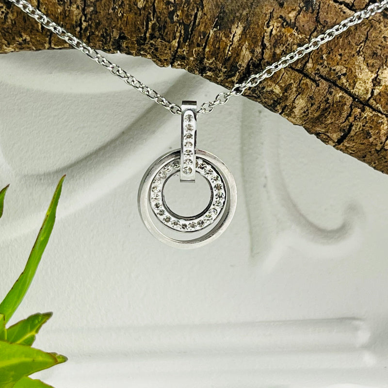 Silver Circle & Crystal Necklace