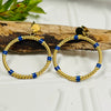 Gold Hoops & Blue Stone Earrings