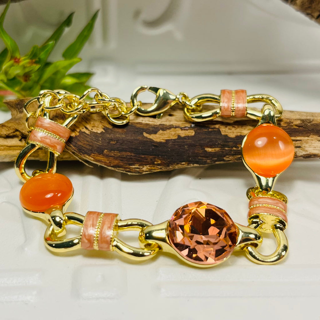 Gold Coral & Orange Bracelet