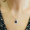 Sterling Silver & Royal Blue Crystal Necklace l