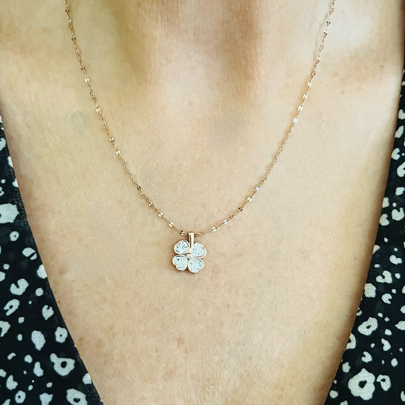 Rose Gold Flower & Crystal Necklace