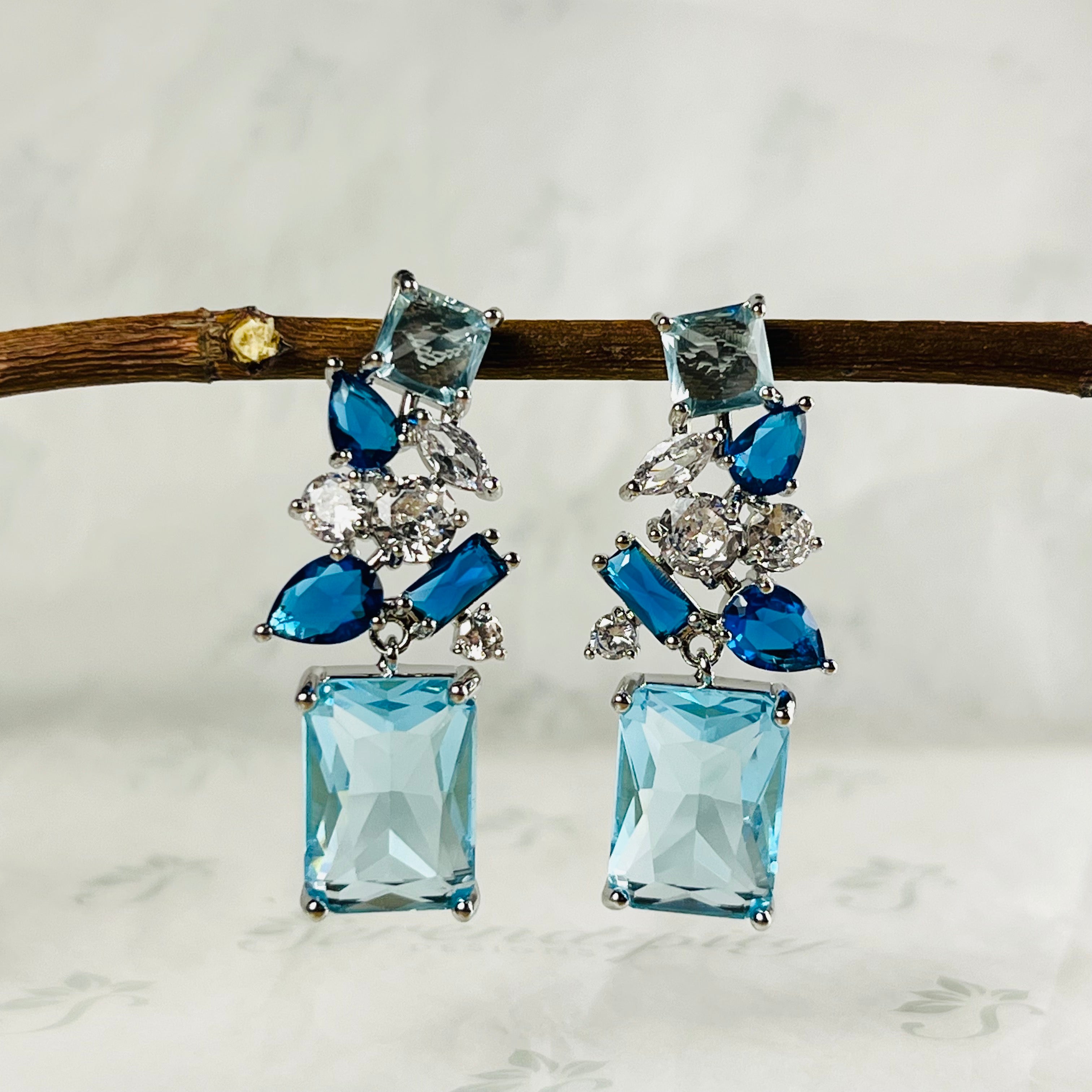 Blue stone earrings- turquoise statement earring - blue turquoise earrings- sky blue stone cheapest earrings- triangle stone earrings- pilot mountain