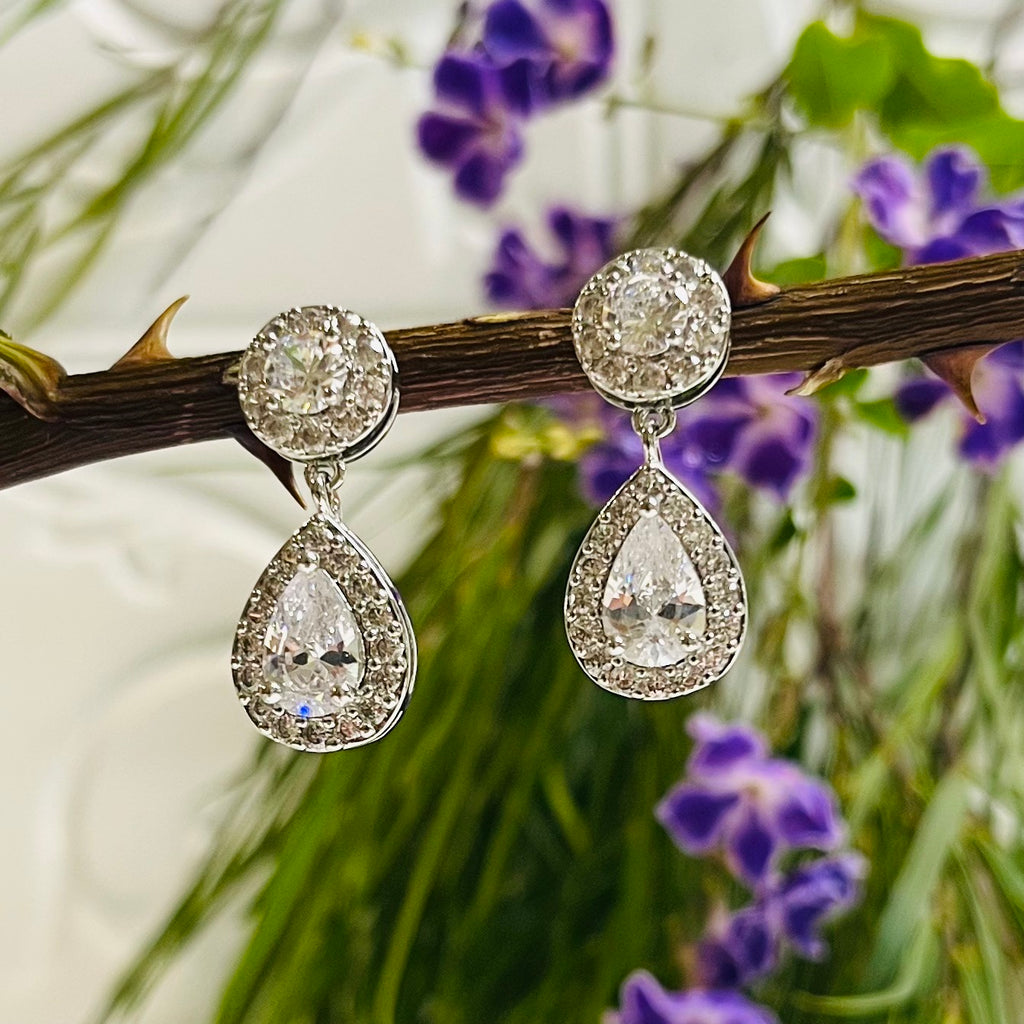 Platinum Plated Silver Cubic Zirconia Earrings