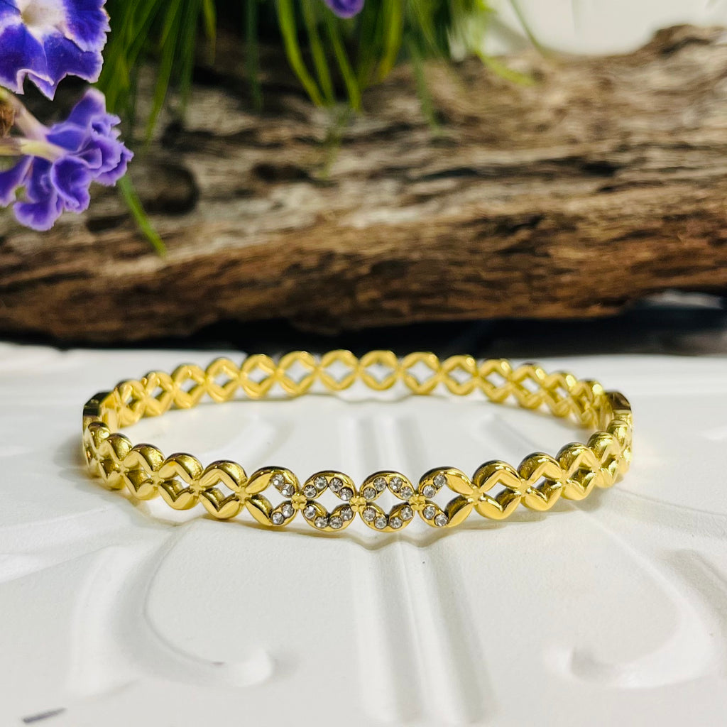 Gold & Clear Crystal Criss Cross Bracelet