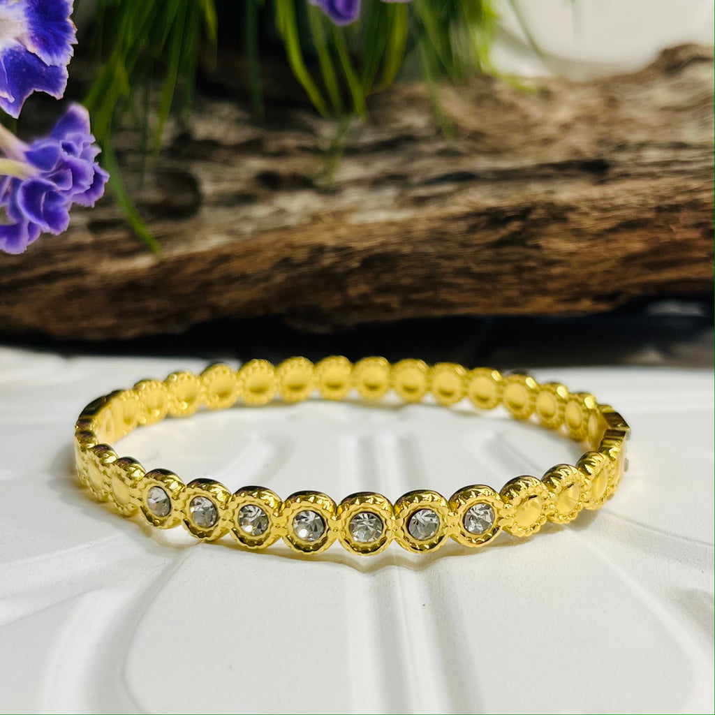 Gold & Clear Crystal Flower Bracelet