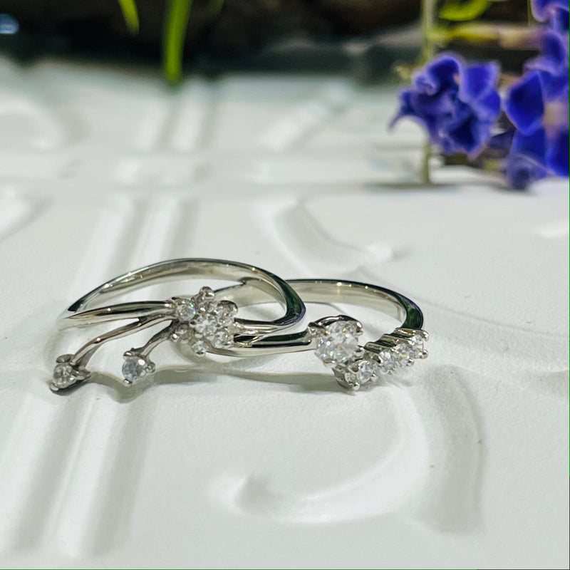 Stainless Steel Cubic Zirconia Ring Duo