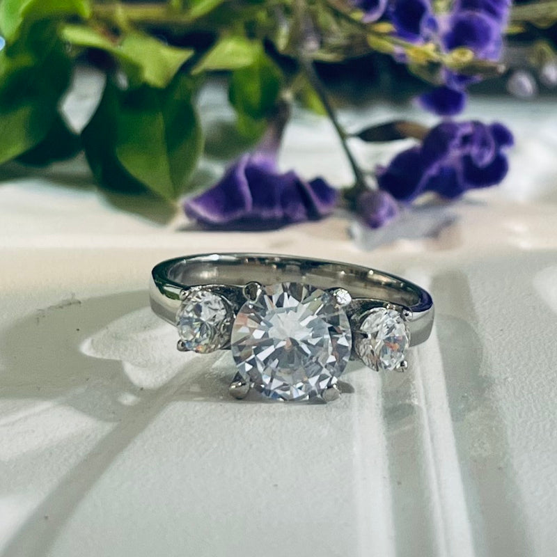 Stainless Steel Cubic Zirconia Ring