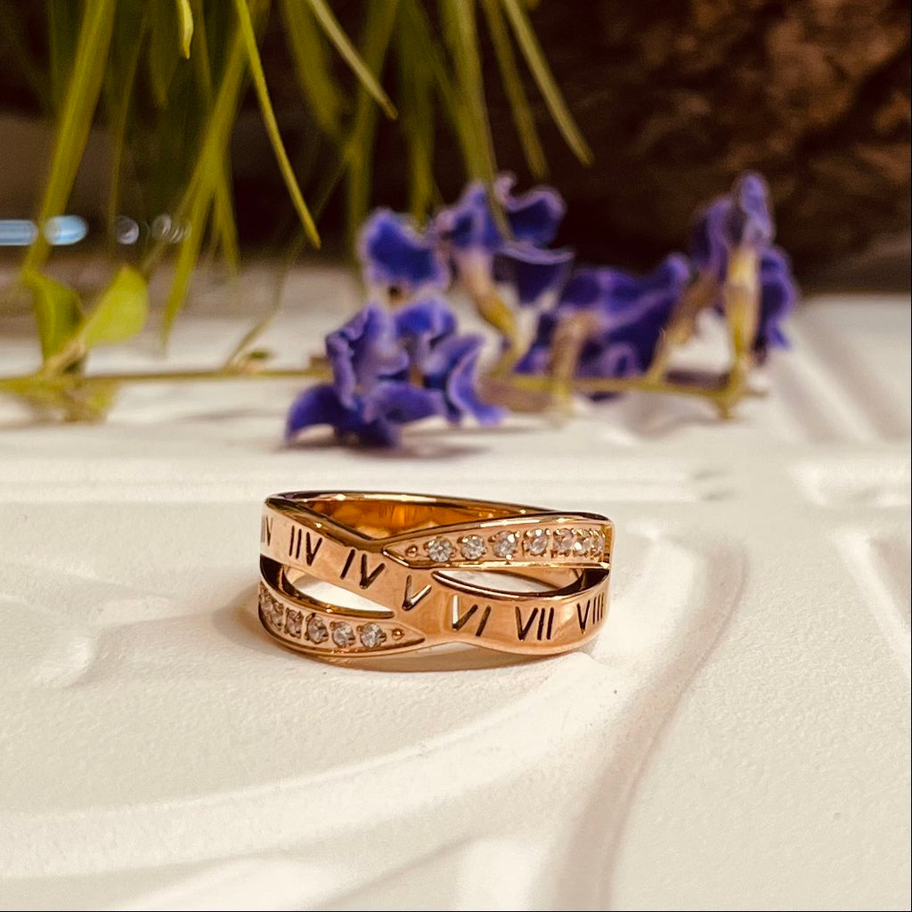 Rose Gold Plated Stainless Steel & Cubic Zirconia Ring