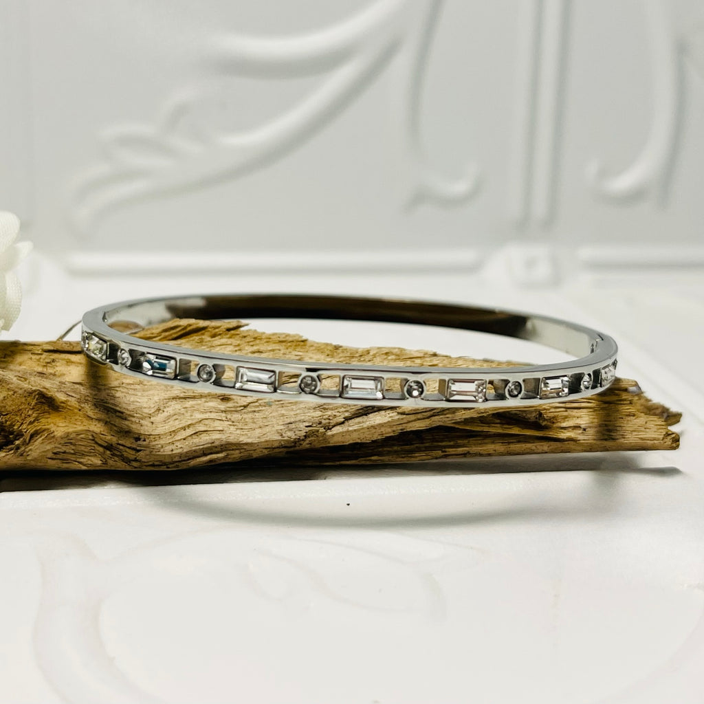 Silver Clear Crystal Bangle
