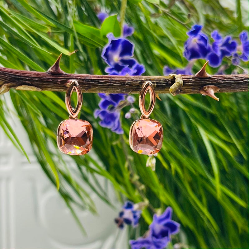 Rose Gold Platinum Plated Coral Necklace & Earring Set