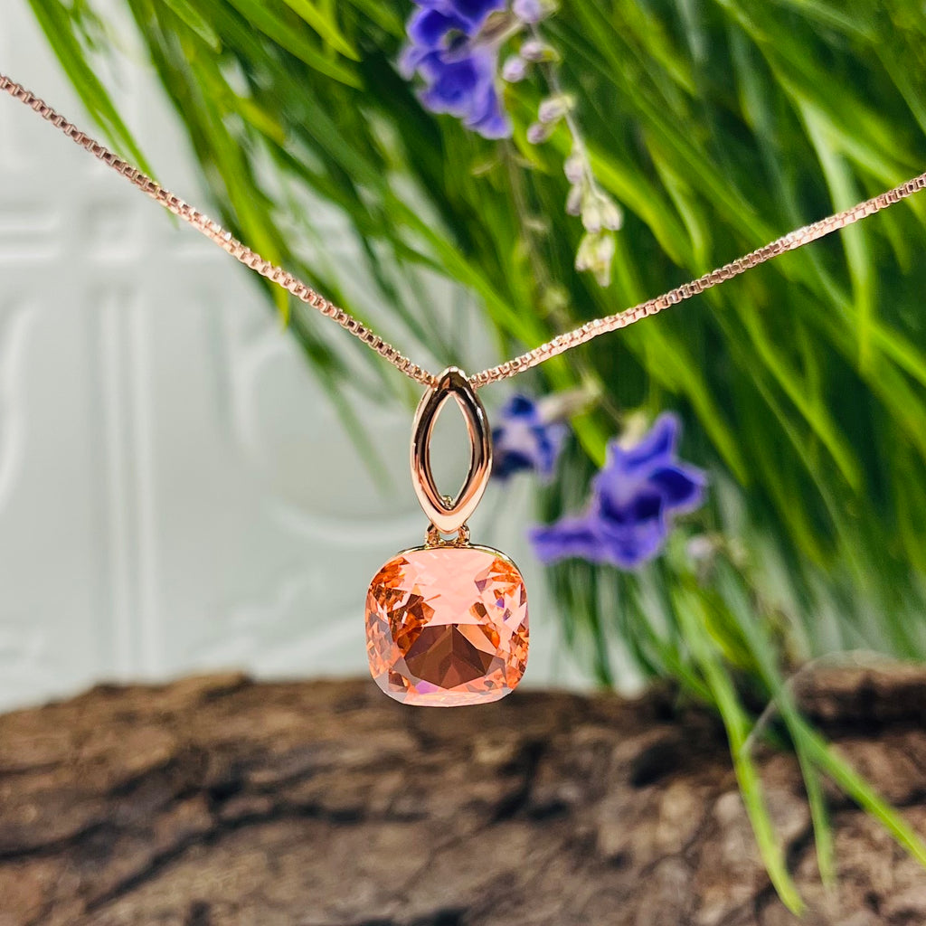 Rose Gold Platinum Plated Coral Necklace & Earring Set