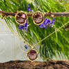 Gold & Burgundy Earring & Necklace Set