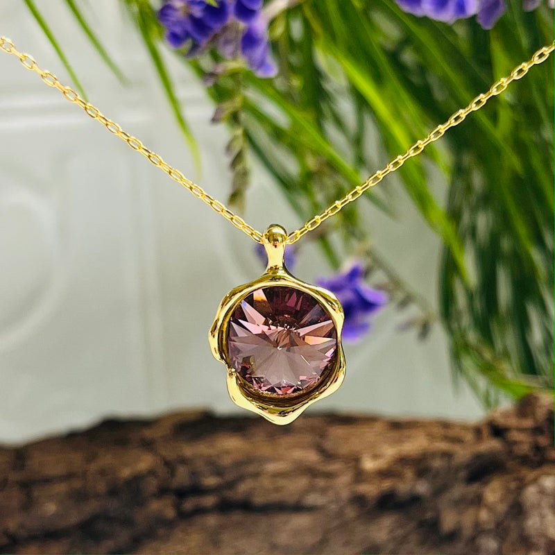Gold & Burgundy Earring & Necklace Set