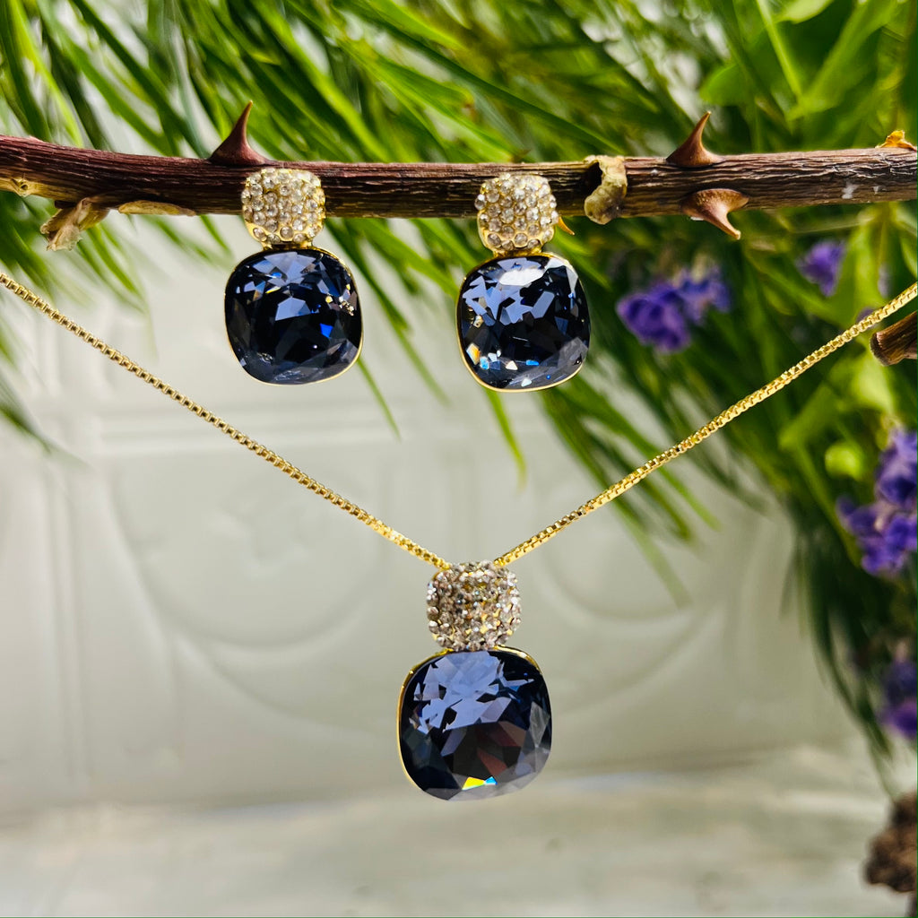 Gold & Purple Necklace & Earring Set