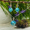 Platinum Plated Aquamarine Cubic Zirconia Pendant & Earring Set