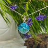 Platinum Plated Aquamarine Cubic Zirconia Pendant & Earring Set