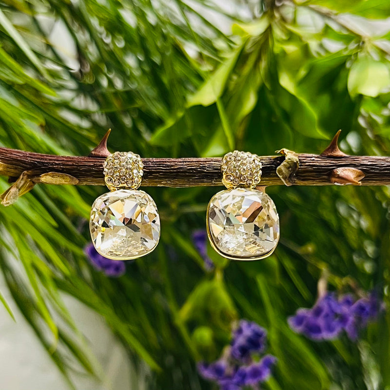 Gold & Clear Necklace & Earring Set