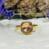 Gold Stainless Steel & Champagne Crystal Ring