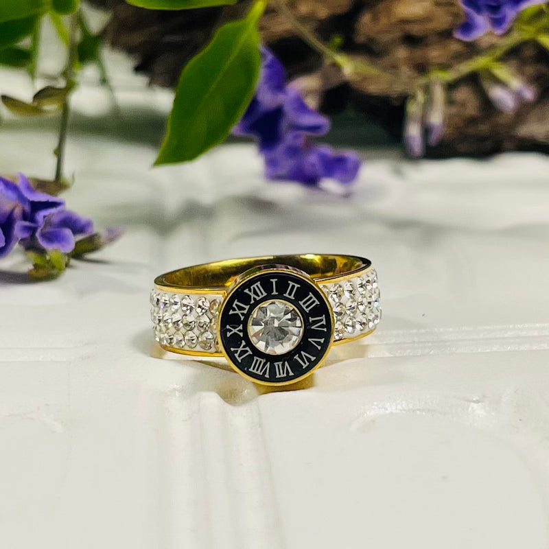 Gold Plated Cubic Zirconia Roman Numeral Ring
