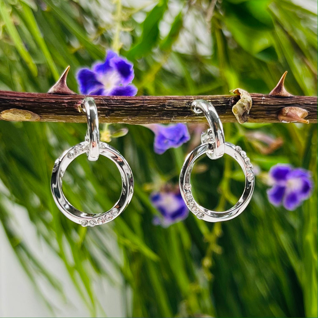 Platinum Plated Silver Circle Earrings