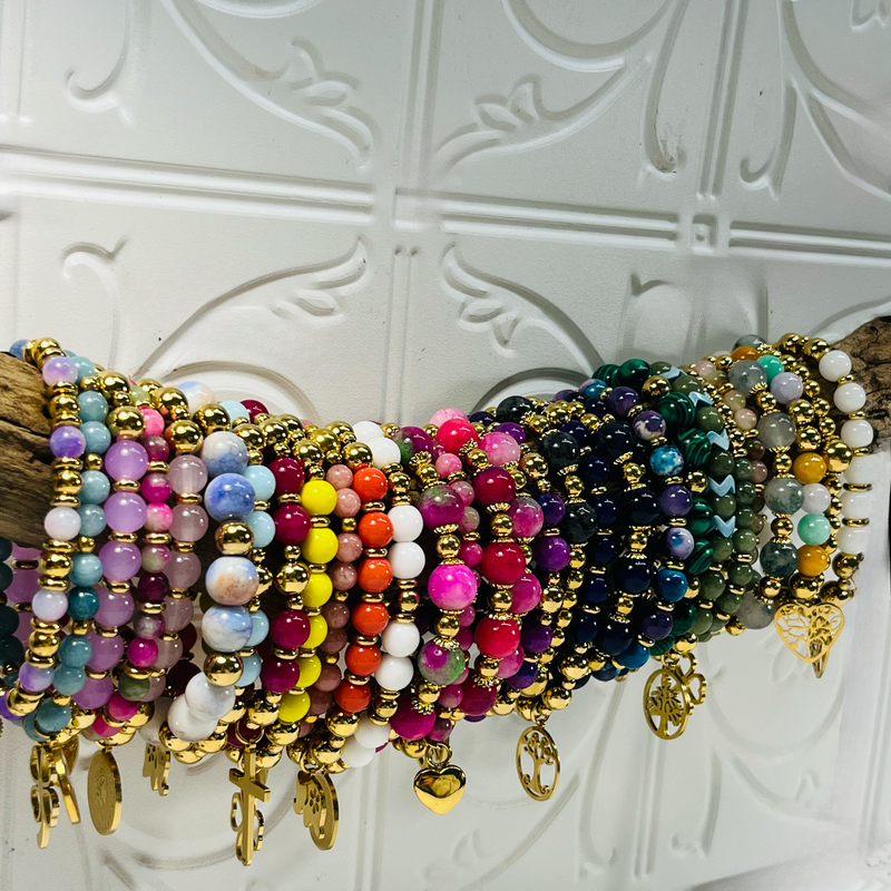 Gold Stretchy Beaded Bracelet