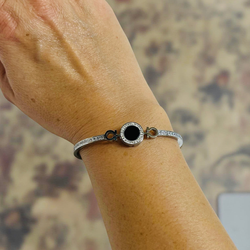 Silver & Black Circle Bracelet
