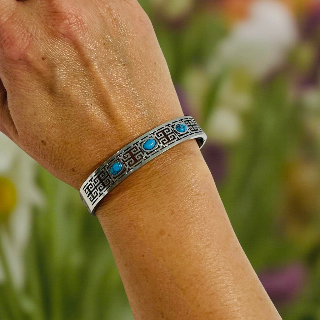 Silver & Turquoise Stone Bangle