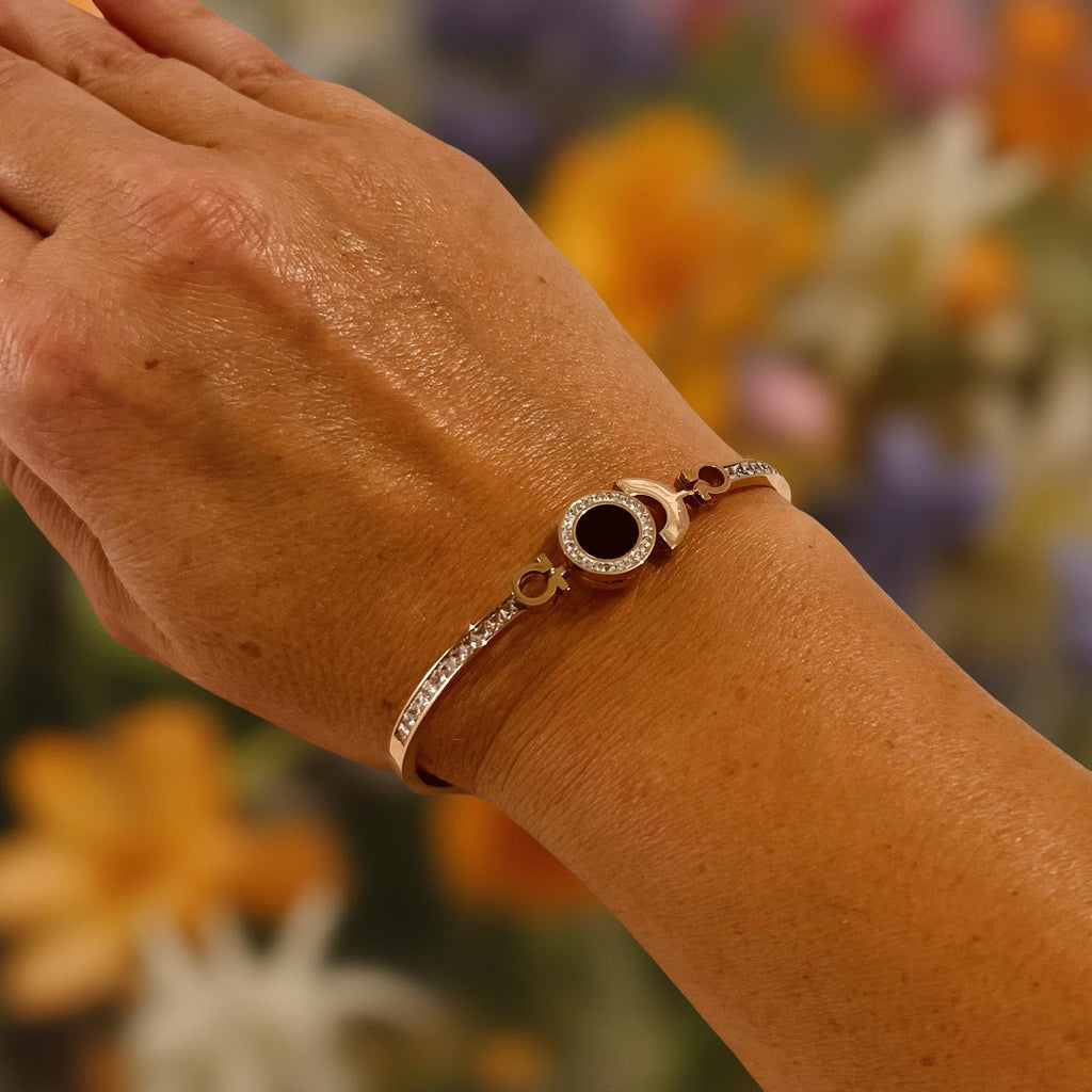 Rose Gold & Black Circle Bracelet