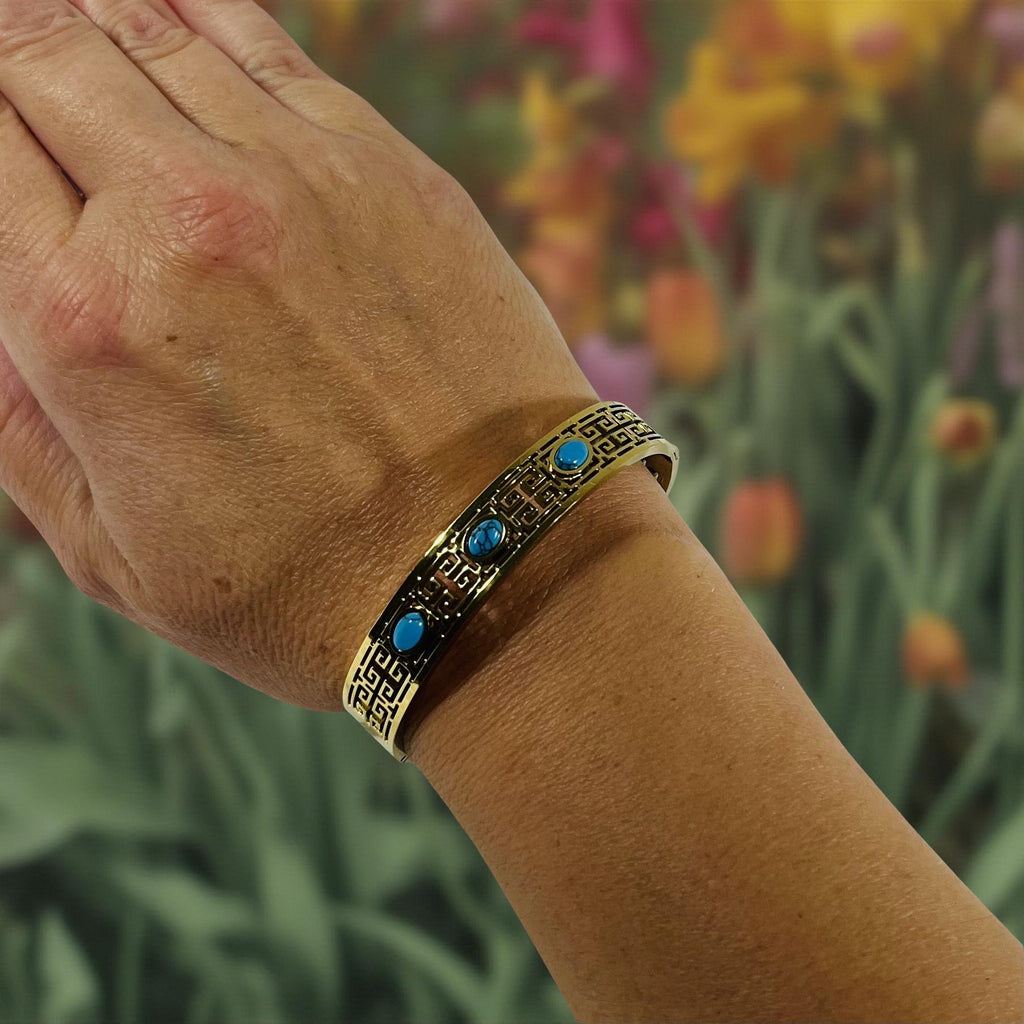 Gold & Turquoise Stone Bangle