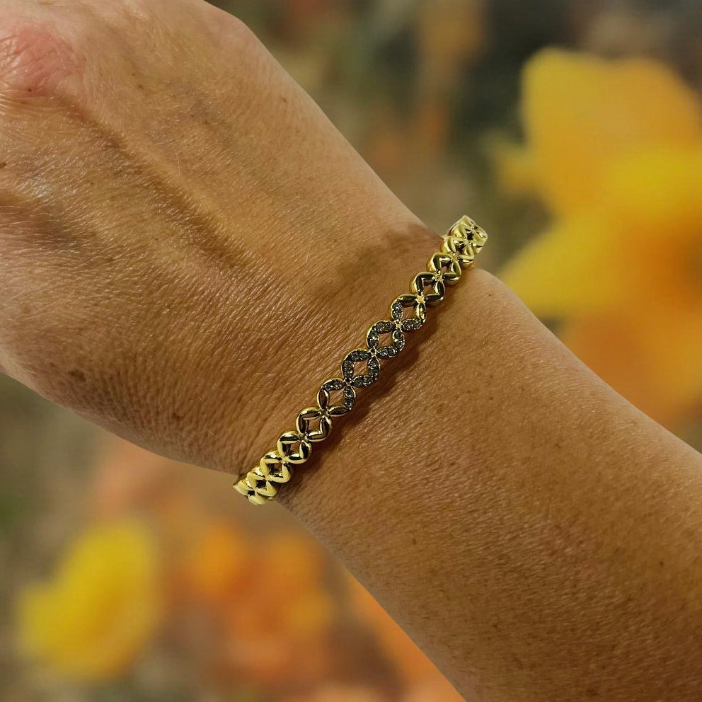 Gold & Clear Crystal Criss Cross Bracelet