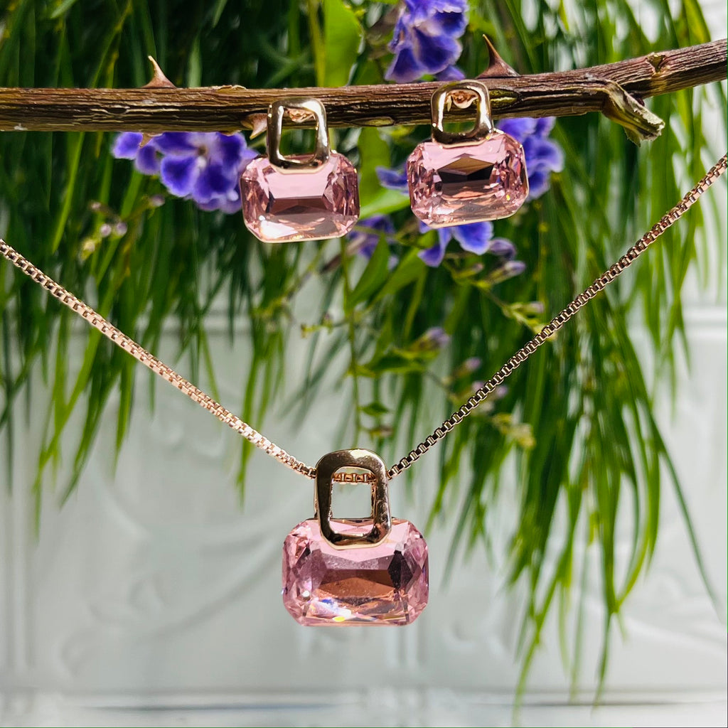 Rose Gold Pale Pink Crystal Set